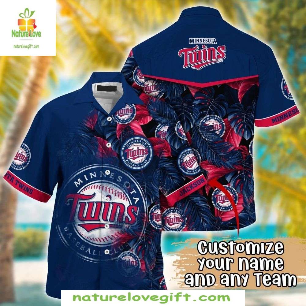 Minnesota Twins Hawaiian Personalized Aloha MLB - Adult & Kids T-Shirts, Sweatshirts & Hoodies apparel design preview 1
