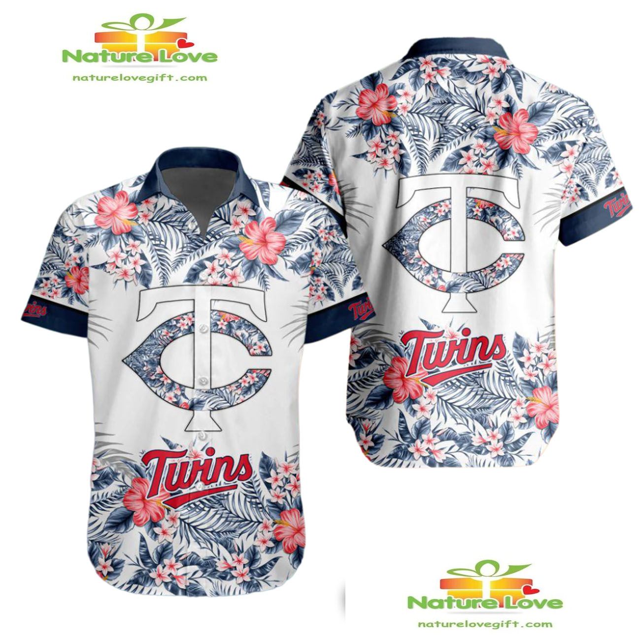 Minnesota Twins Hawaiian Tropical Flower Aloha for - Adult & Kids T-Shirts, Sweatshirts & Hoodies apparel design preview 1