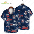Minnesota Twins Tropical Palm Hibiscus MLB Black - Adult & Kids T-Shirts, Sweatshirts & Hoodies apparel design preview 1