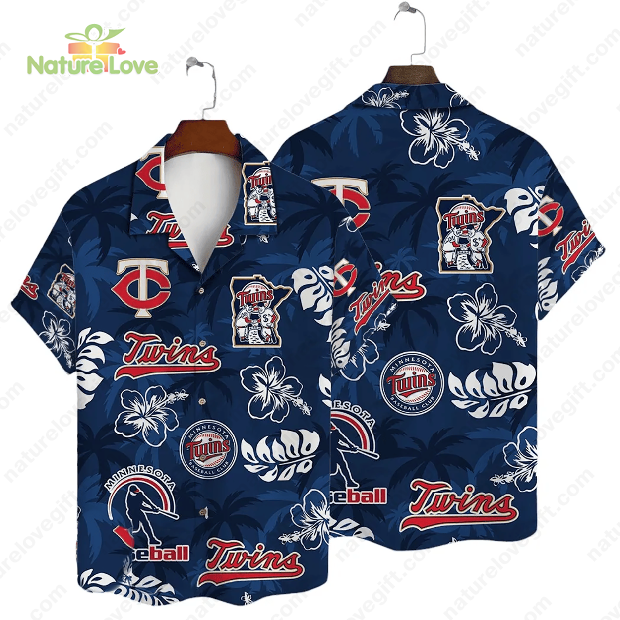 Minnesota Twins Tropical Palm Hibiscus MLB Black - Adult & Kids T-Shirts, Sweatshirts & Hoodies apparel design preview 1