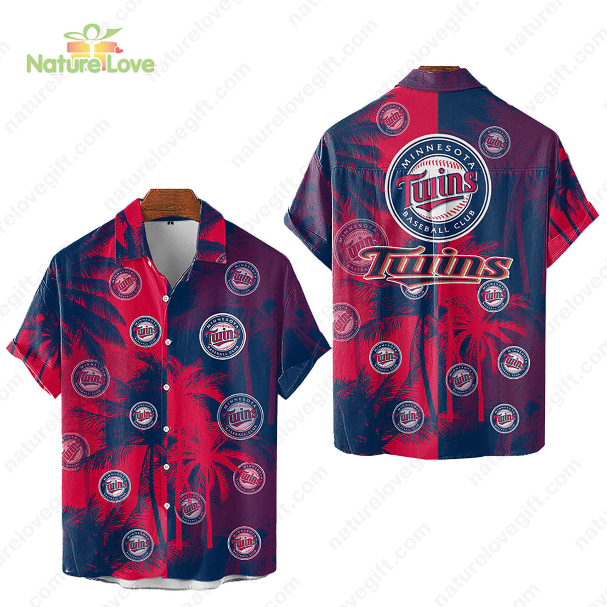 Minnesota Twins Tropical Palm Trees MLB Hawaiian - Adult & Kids T-Shirts, Sweatshirts & Hoodies apparel design preview 1