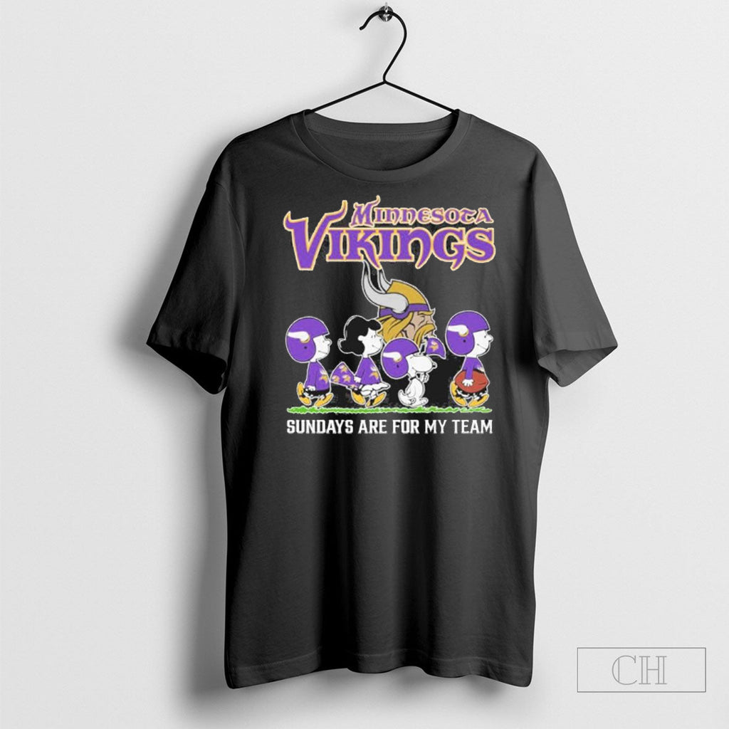 Minnesota Vikings X The Peanuts Walking Sundays Are - Adult & Kids T-Shirts, Sweatshirts & Hoodies apparel design preview 1