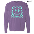Mint Puff Checkered Happy Face Comfort Colors - Adult & Kids T-Shirts, Sweatshirts & Hoodies apparel design preview 1
