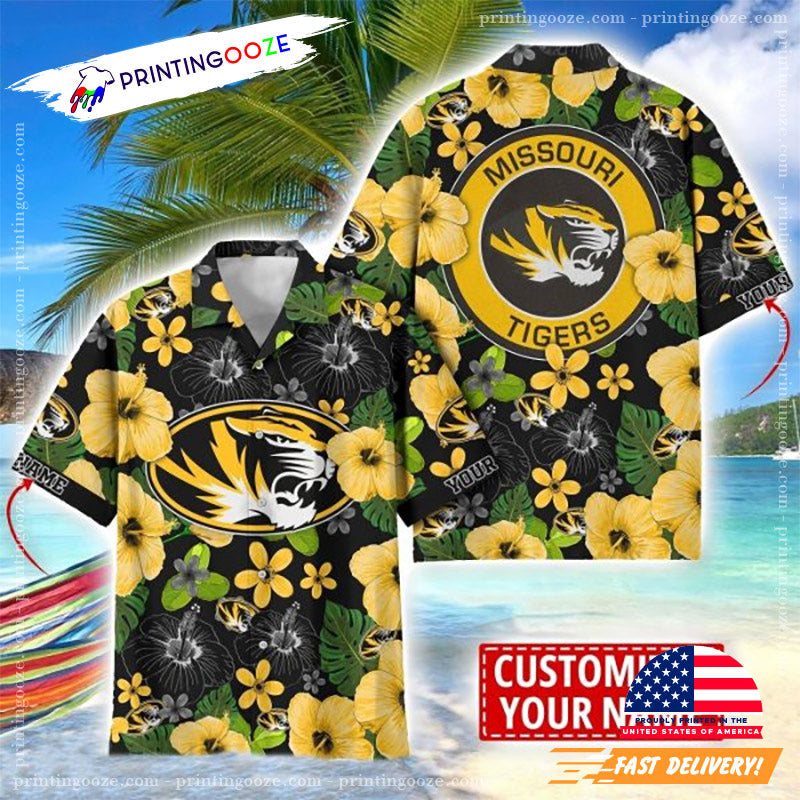 Missouri Tigers Floral Custom Name Hawaiian - Adult & Kids T-Shirts, Sweatshirts & Hoodies apparel design preview 1