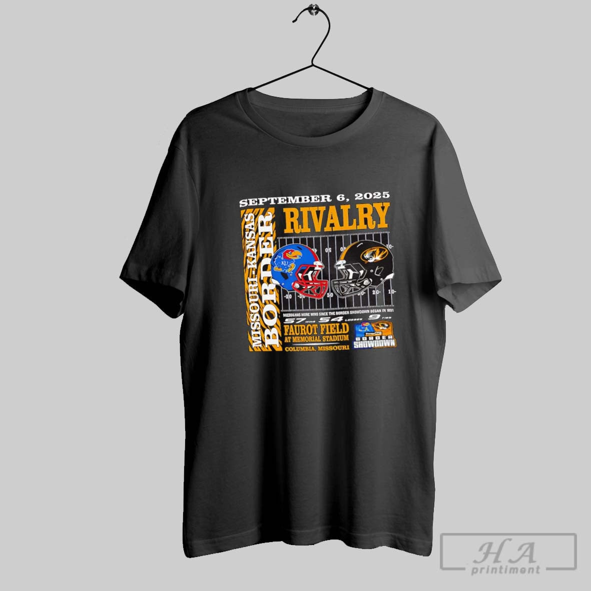 Missouri Tigers Vs Kansas Jayhawks Border Showdown - Adult & Kids T-Shirts, Sweatshirts & Hoodies apparel design preview 1