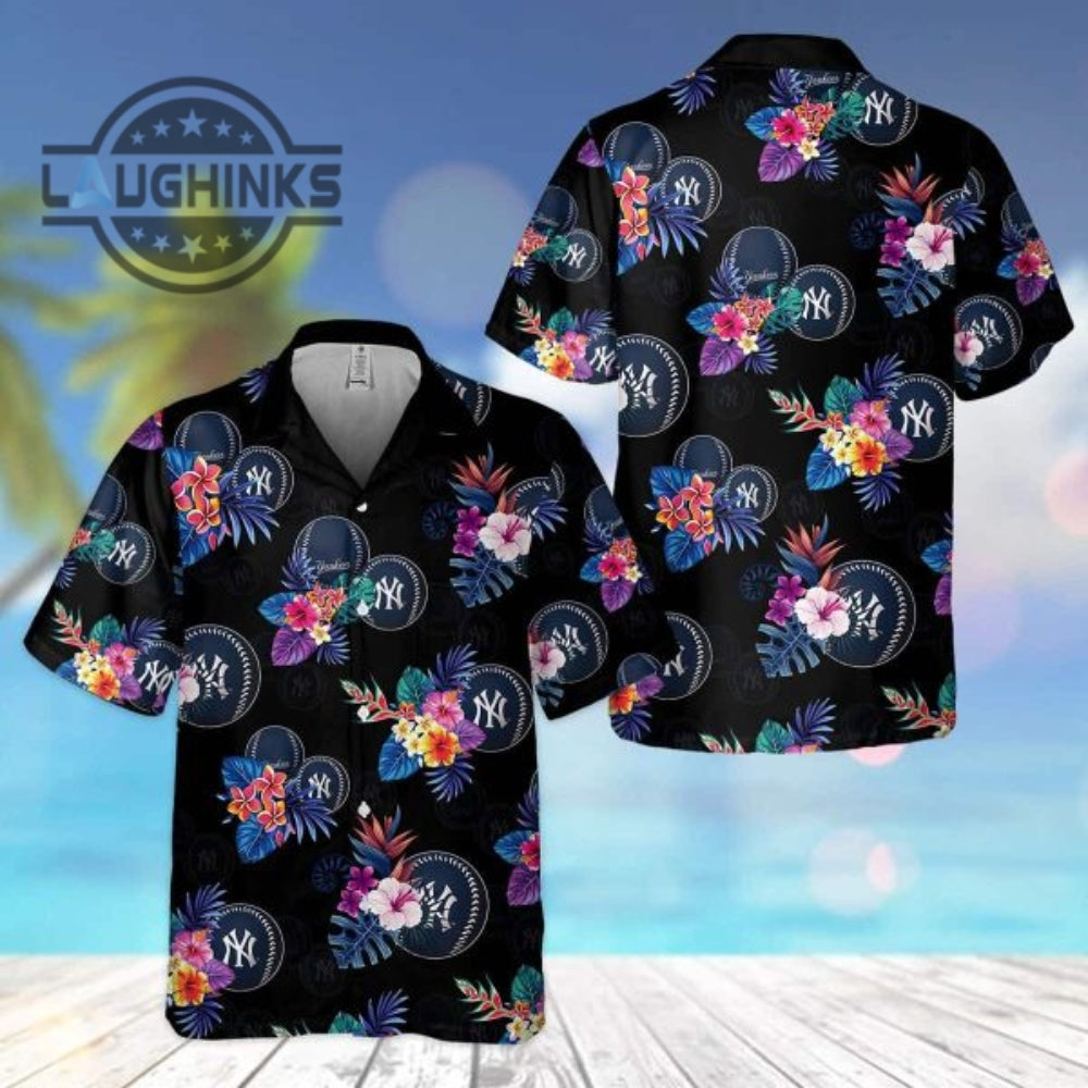 Mlb New York Yankees Hawaiian Tropical Flower Pattern - Adult & Kids T-Shirts, Sweatshirts & Hoodies apparel design preview 1