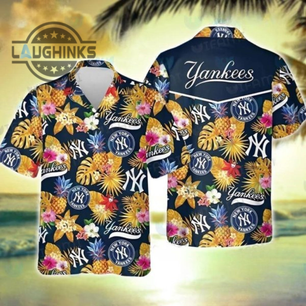 Mlb New York Yankees Hawaiian Tropical Flower Pattern - Adult & Kids T-Shirts, Sweatshirts & Hoodies apparel design preview 1