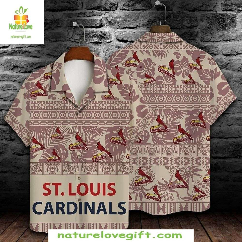 St Louis Cardinals Mocha Cream Hawaiian MLB Baseball - Adult & Kids T-Shirts, Sweatshirts & Hoodies apparel design preview 1
