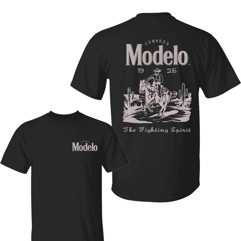 Modelo Fighting Spirit Vintage Cowboy Beer Western - Adult & Kids T-Shirts, Sweatshirts & Hoodies apparel design preview 1