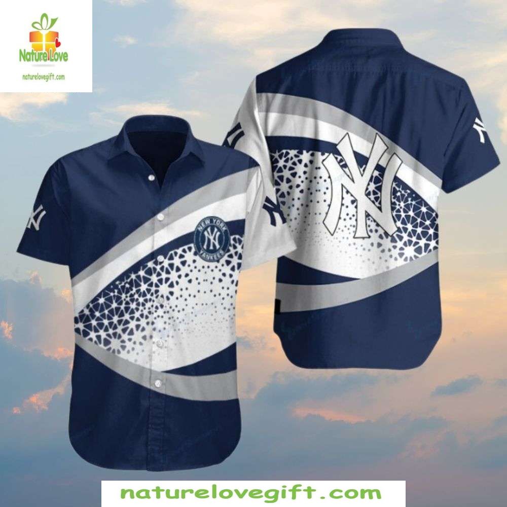 NY Yankees Hawaiian Navy White Stripes Stars MLB - Adult & Kids T-Shirts, Sweatshirts & Hoodies apparel design preview 1