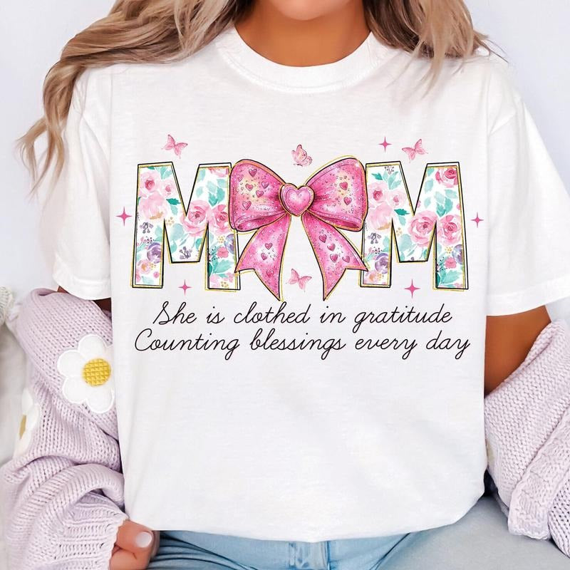 Mom She Is Clothed Gratitude Floral Coquette - Adult & Kids T-Shirts, Sweatshirts & Hoodies apparel design preview 1