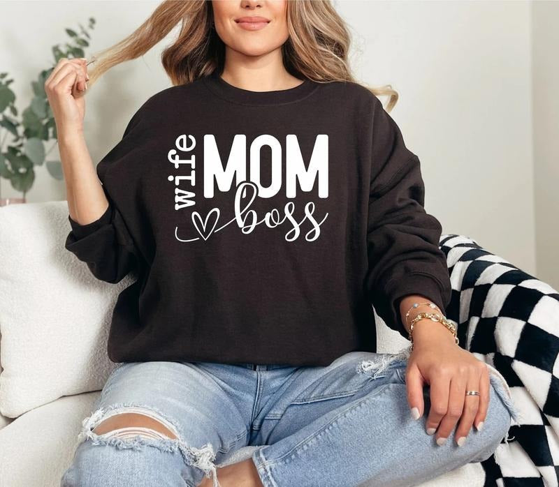 Mom Wife Boss Mothers Days Mother Fit Womenswear - Adult & Kids T-Shirts, Sweatshirts & Hoodies apparel design preview 1