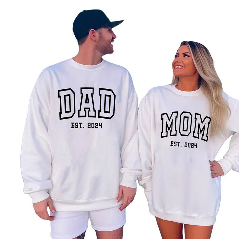 Mom Dad 2024 Mama Dada Pregnancy Reveal Be Basic - Adult & Kids T-Shirts, Sweatshirts & Hoodies apparel design preview 1