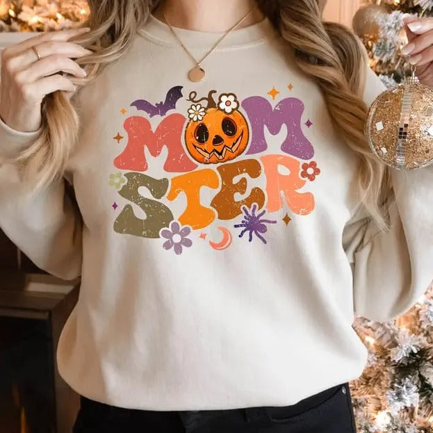 Momster Halloween Mom Fall Funny Pumpkin - Adult & Kids T-Shirts, Sweatshirts & Hoodies apparel design preview 1