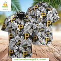 Pittsburgh Pirates Hawaiian Monochrome Botanical MLB - Adult & Kids T-Shirts, Sweatshirts & Hoodies apparel design preview 1