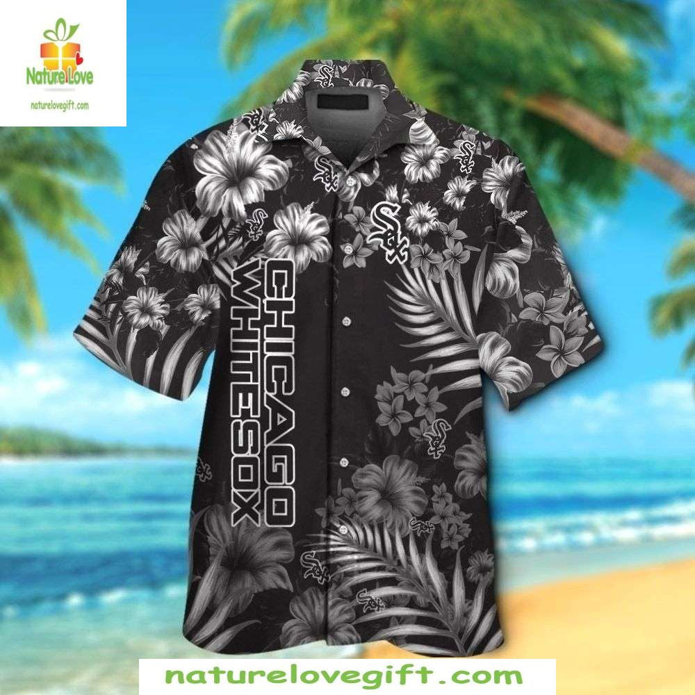 Chicago White Sox Aloha Monochrome Floral MLB - Adult & Kids T-Shirts, Sweatshirts & Hoodies apparel design preview 1