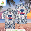 Philadelphia Phillies Hawaiian Monochrome Floral - Adult & Kids T-Shirts, Sweatshirts & Hoodies apparel design preview 1