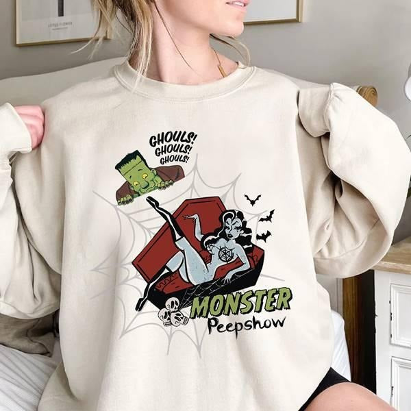 Monster Peepshow Vintage Halloween Monsters - Adult & Kids T-Shirts, Sweatshirts & Hoodies apparel design preview 1