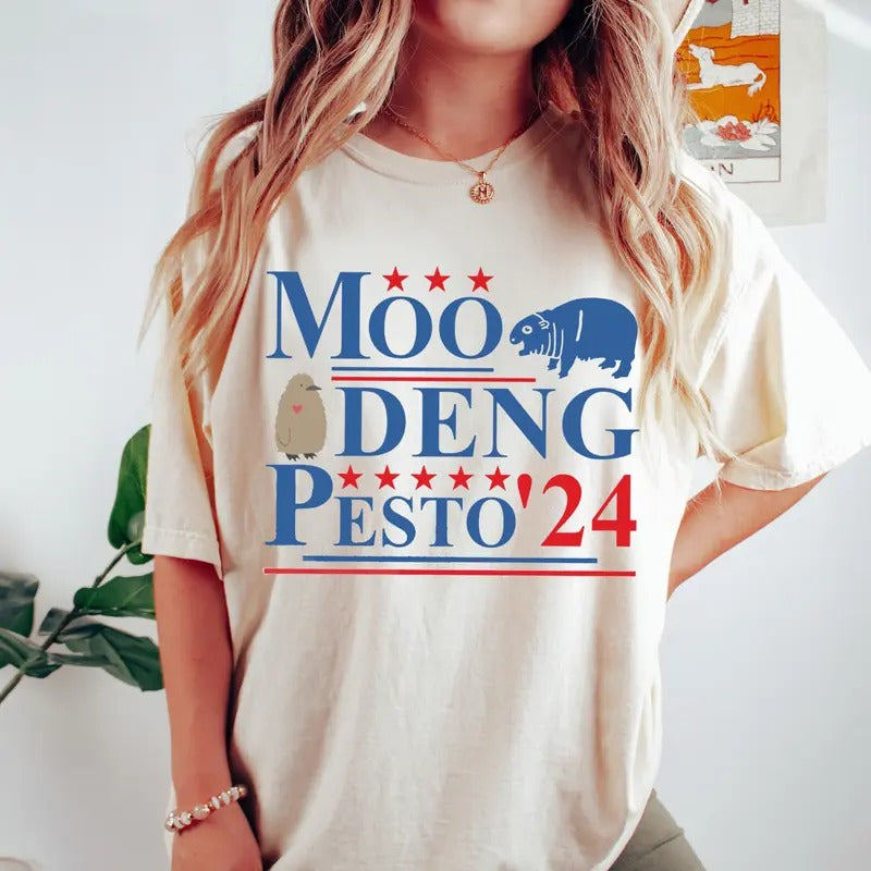 Moo Deng Pesto 2024 Funny Baby Penguin - Adult & Kids T-Shirts, Sweatshirts & Hoodies apparel design preview 1