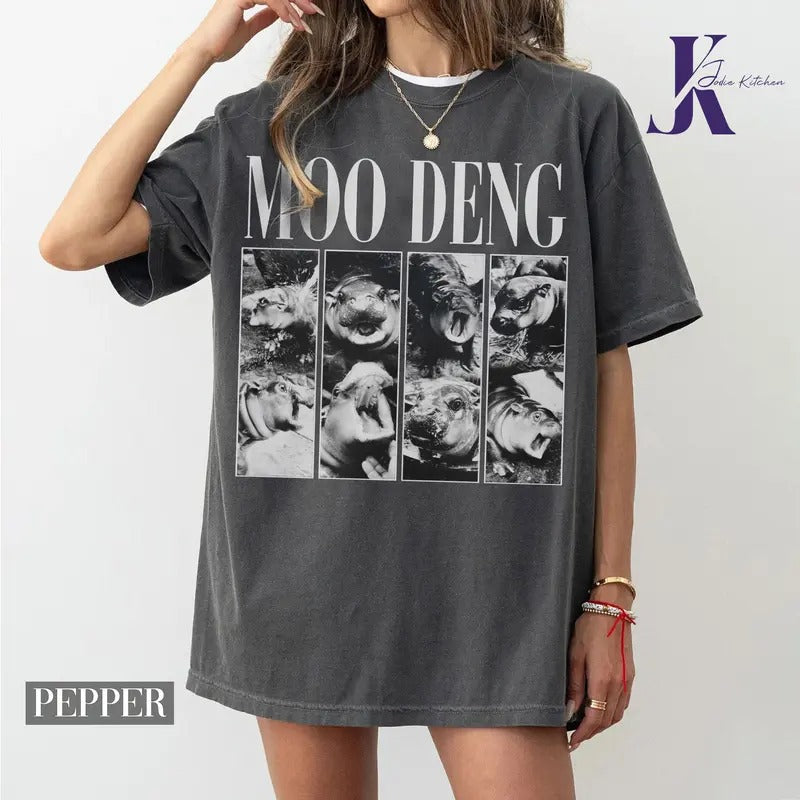 Moo Deng Baby Pygmy Hippo Halloween - Adult & Kids T-Shirts, Sweatshirts & Hoodies apparel design preview 1