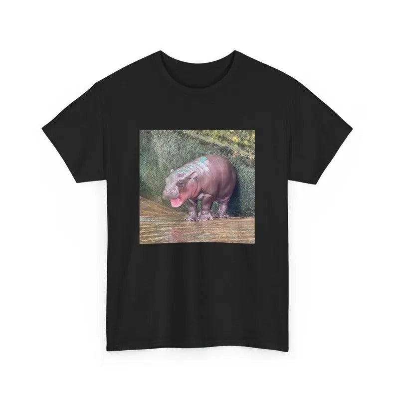 Moo Deng Heavy Cotton Baby Hippo Her Him Fabric Top - Adult & Kids T-Shirts, Sweatshirts & Hoodies apparel design preview 1