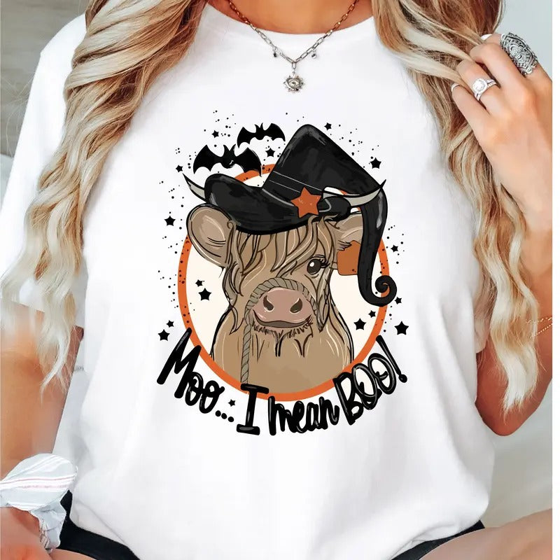 Moo I Mean Boo Funny Ghost Lover Country Fall - Adult & Kids T-Shirts, Sweatshirts & Hoodies apparel design preview 1