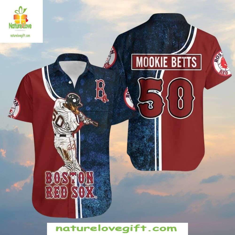 Mookie Betts Boston Red Sox MLB Hawaiian Baseball - Adult & Kids T-Shirts, Sweatshirts & Hoodies apparel design preview 1