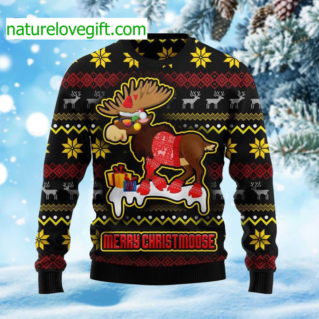Moose Merry Christmoose Ugly Christmas Sweater - Holiday Gift product image