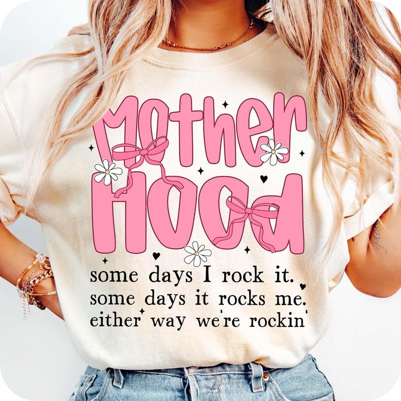 Motherhood Coquette Bow Checker Retro Mother Hood - Adult & Kids T-Shirts, Sweatshirts & Hoodies apparel design preview 1
