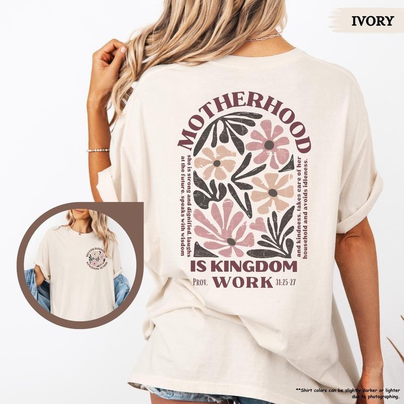 Motherhood Is Kingdom Work Christian Mom Religious - Adult & Kids T-Shirts, Sweatshirts & Hoodies apparel design preview 1
