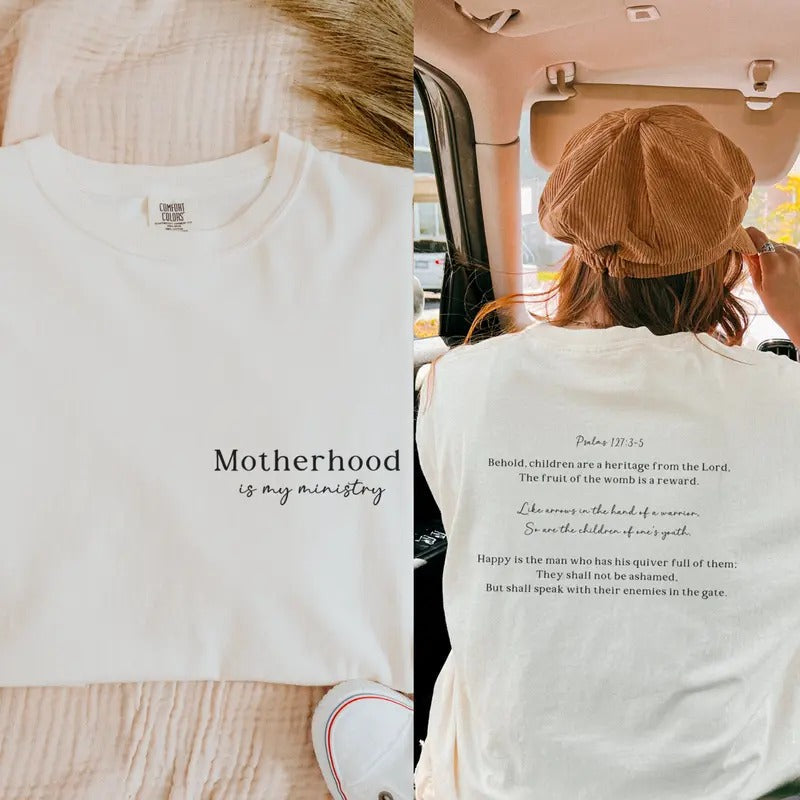 Motherhood Is My Ministry Homeschool Christian Mom - Adult & Kids T-Shirts, Sweatshirts & Hoodies apparel design preview 1