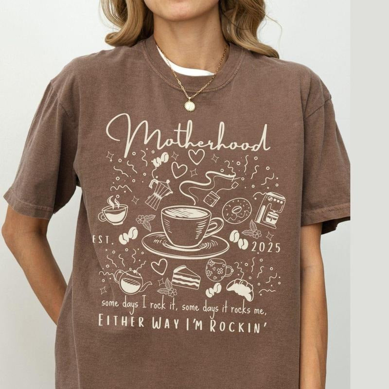 Motherhood Rocks Some Days I Rock Doodle Coffee - Adult & Kids T-Shirts, Sweatshirts & Hoodies apparel design preview 1