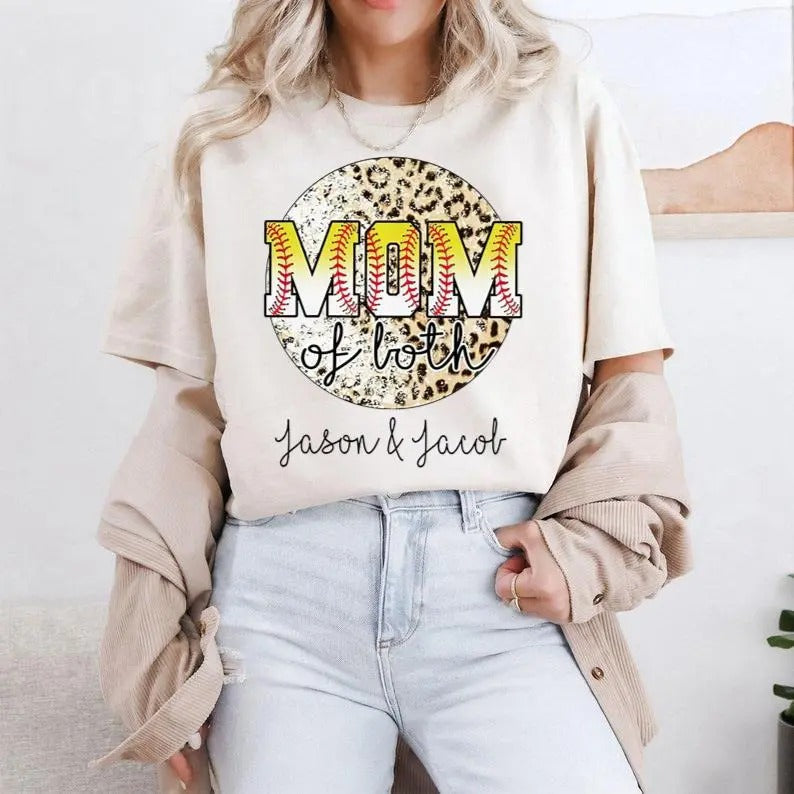 Mom Both Leopard Baseball Softball Personalized Boy - Adult & Kids T-Shirts, Sweatshirts & Hoodies apparel design preview 1