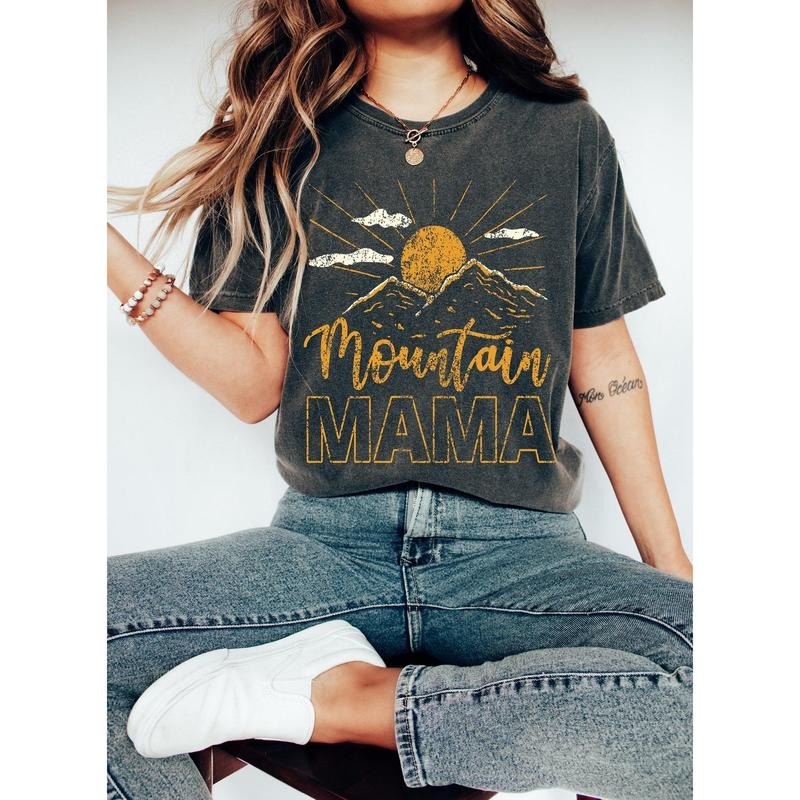 Mountain Mama Camping Cute 70s Mom Hiking - Adult & Kids T-Shirts, Sweatshirts & Hoodies apparel design preview 1