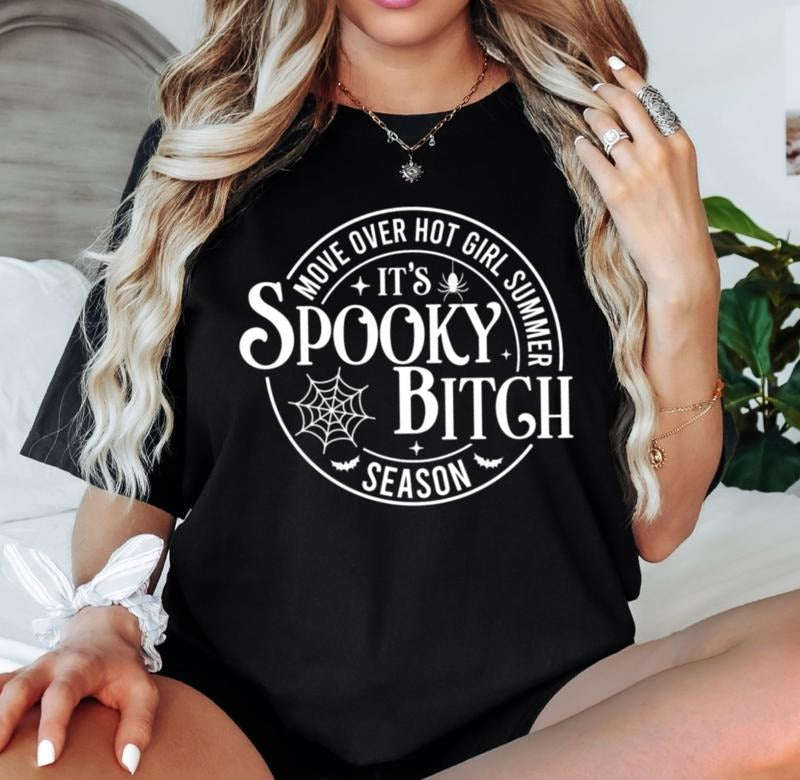 Move Over Hot Girl Summer Spooky Bish Season Comfort - Adult & Kids T-Shirts, Sweatshirts & Hoodies apparel design preview 1