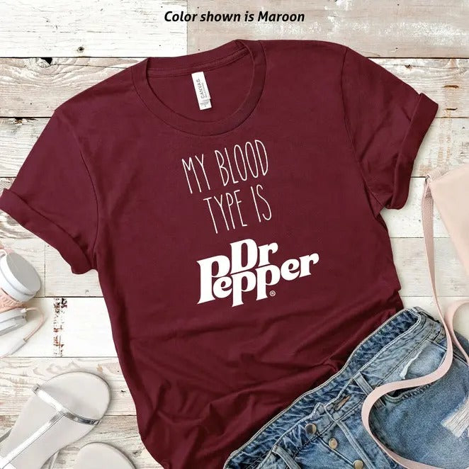 My Blood Type Is Dr. Pepper Funny Lover Minimalistic - Adult & Kids T-Shirts, Sweatshirts & Hoodies apparel design preview 1
