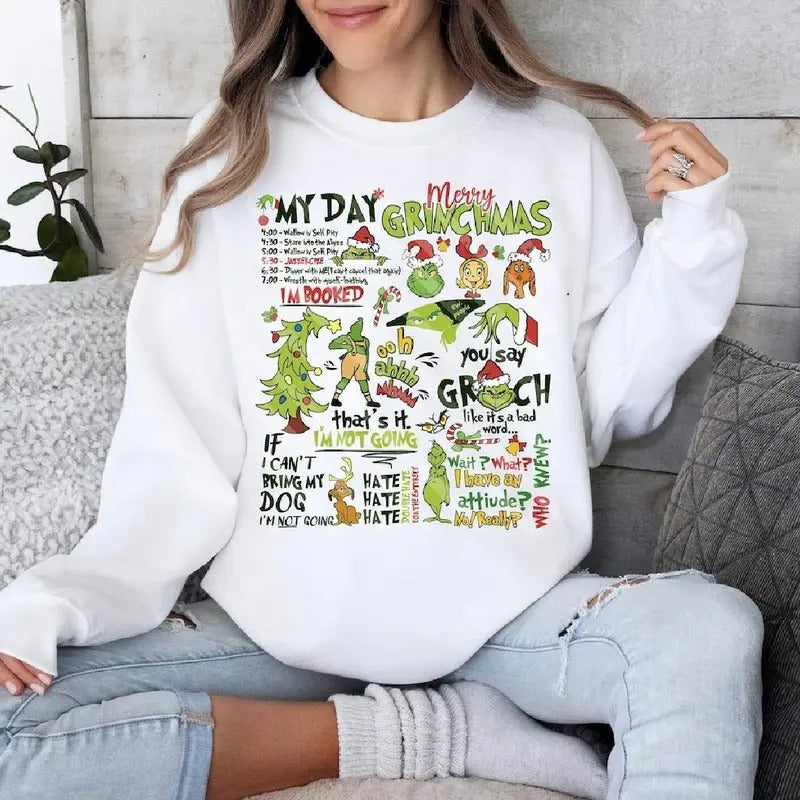 My Day I'M Booked Grnnch Lovers Chrismas Party 90s - Adult & Kids T-Shirts, Sweatshirts & Hoodies apparel design preview 1