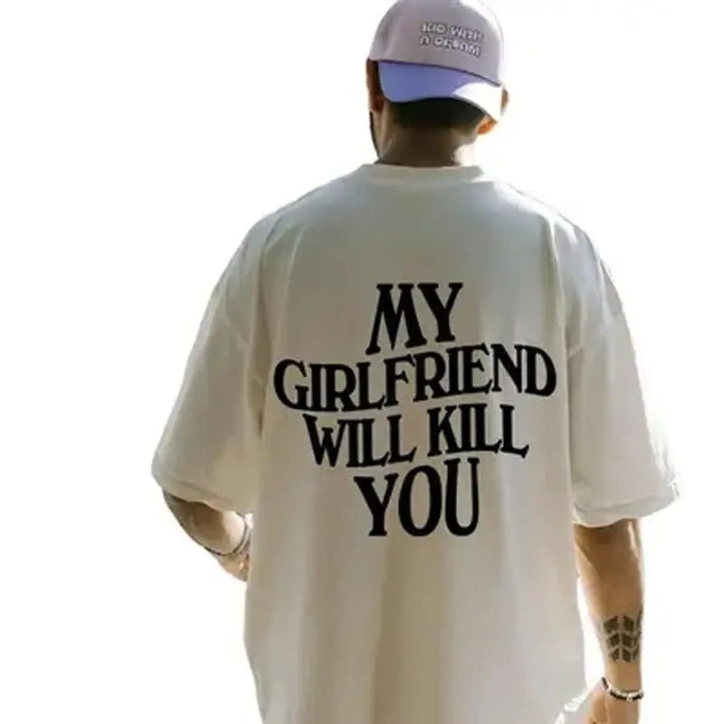 My Girlfriend Will Kiill You Relationship I Love - Adult & Kids T-Shirts, Sweatshirts & Hoodies apparel design preview 1