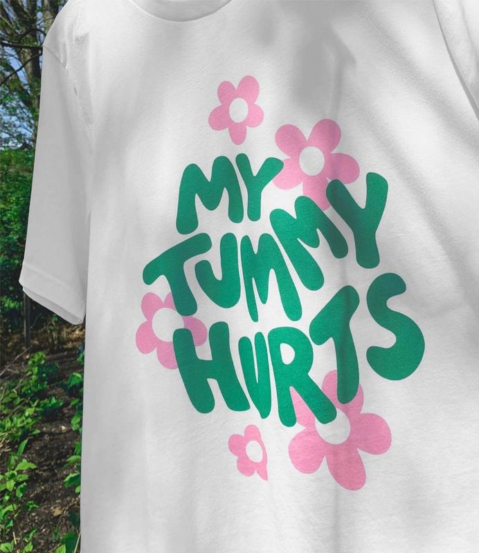 My Tummy Hurts Groovy Y2k Tumblr Celiac Gluten Free - Adult & Kids T-Shirts, Sweatshirts & Hoodies apparel design preview 1