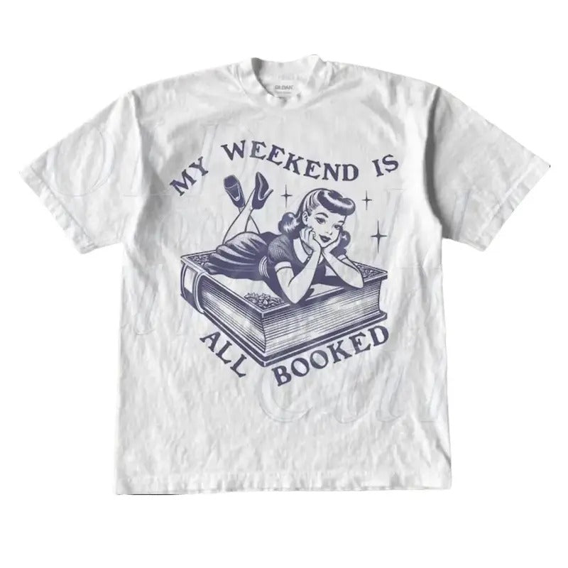 My Weekend Is All Booked Vintage Book Teacher 90s - Adult & Kids T-Shirts, Sweatshirts & Hoodies apparel design preview 1