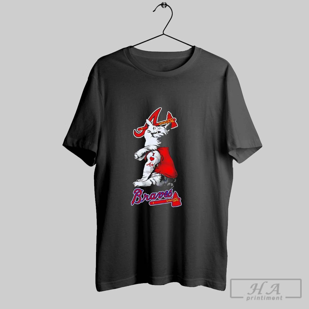My Cat Loves Atlanta Braves - Adult & Kids T-Shirts, Sweatshirts & Hoodies apparel design preview 1