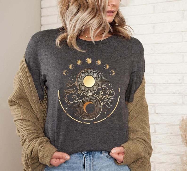 Mystic Moon Sun Mystical Phase Boho Vintage Celestial - Adult & Kids T-Shirts, Sweatshirts & Hoodies apparel design preview 1