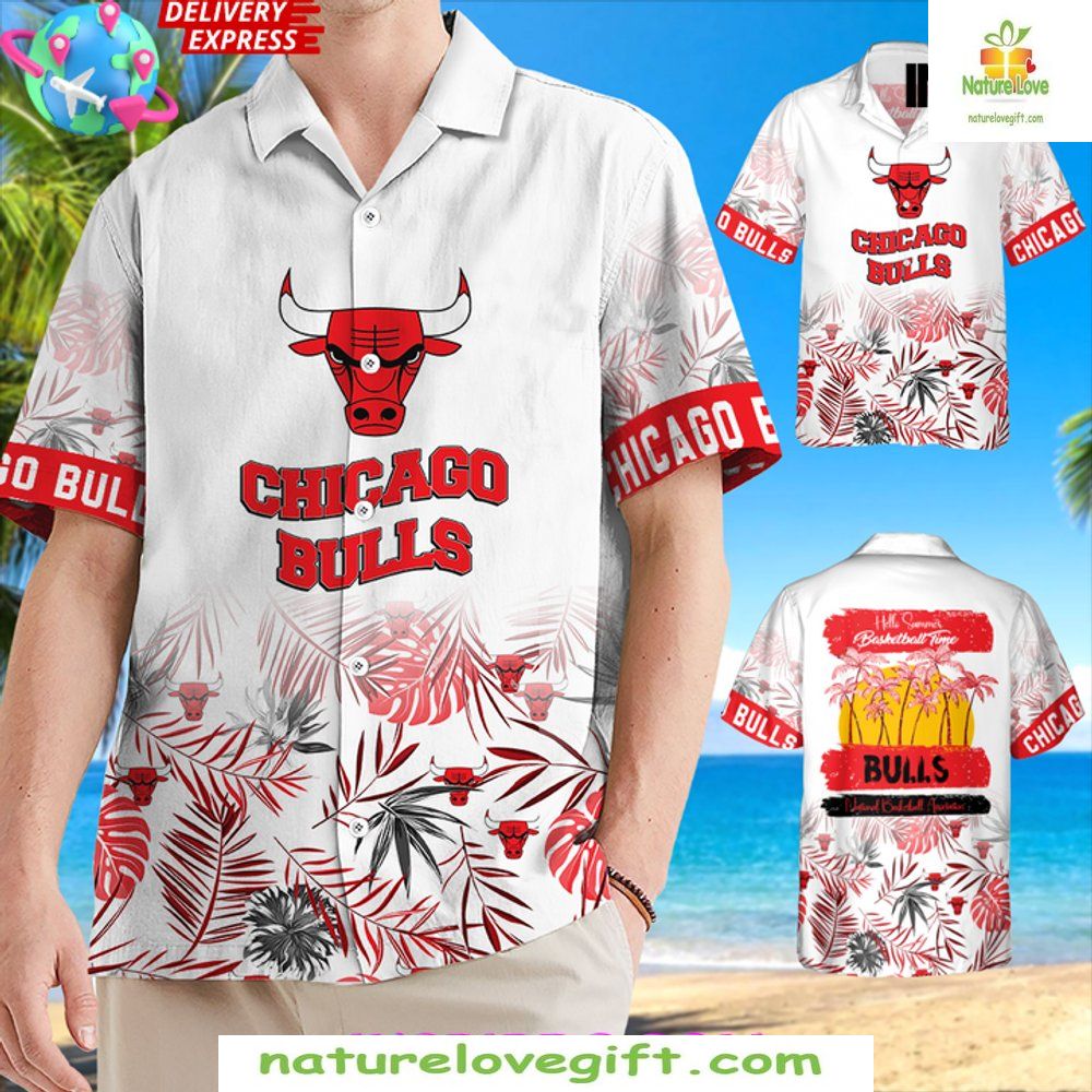 Chicago Bulls Hawaiian NBA Baseball Time Aloha Style - Adult & Kids T-Shirts, Sweatshirts & Hoodies apparel design preview 1