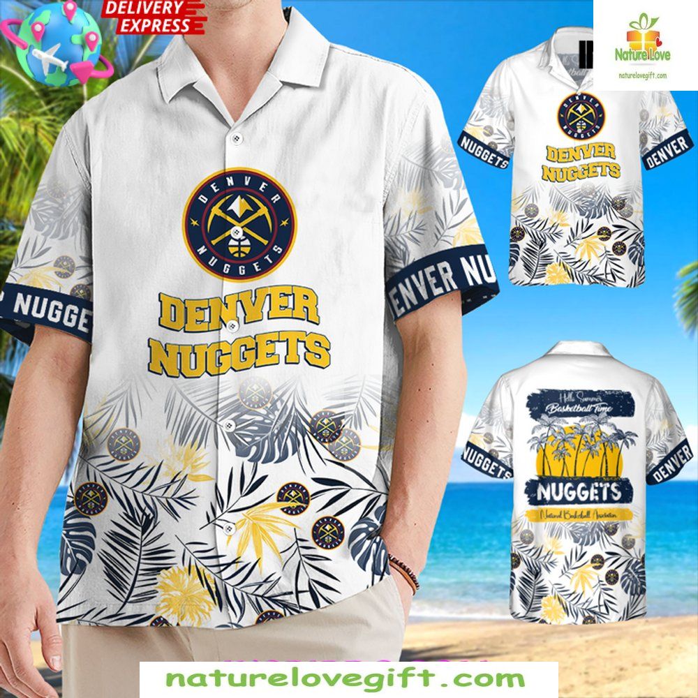 Denver Nuggets NBA Hawaiian Baseball Time - Adult & Kids T-Shirts, Sweatshirts & Hoodies apparel design preview 1