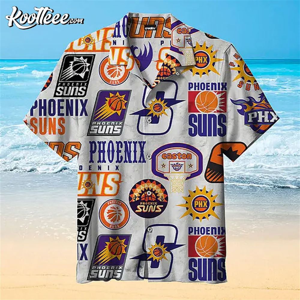 NBA Phoenix Suns White Logo Aloha Hawaiian - Adult & Kids T-Shirts, Sweatshirts & Hoodies apparel design preview 1