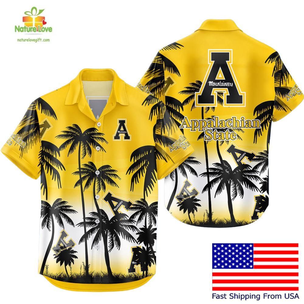 NCAA Appalachian State Mountaineers Hawaiian Tropical - Adult & Kids T-Shirts, Sweatshirts & Hoodies apparel design preview 1