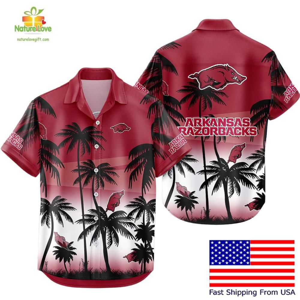 Arkansas Razorbacks Hawaiian NCAA Tropical Coconut - Adult & Kids T-Shirts, Sweatshirts & Hoodies apparel design preview 1