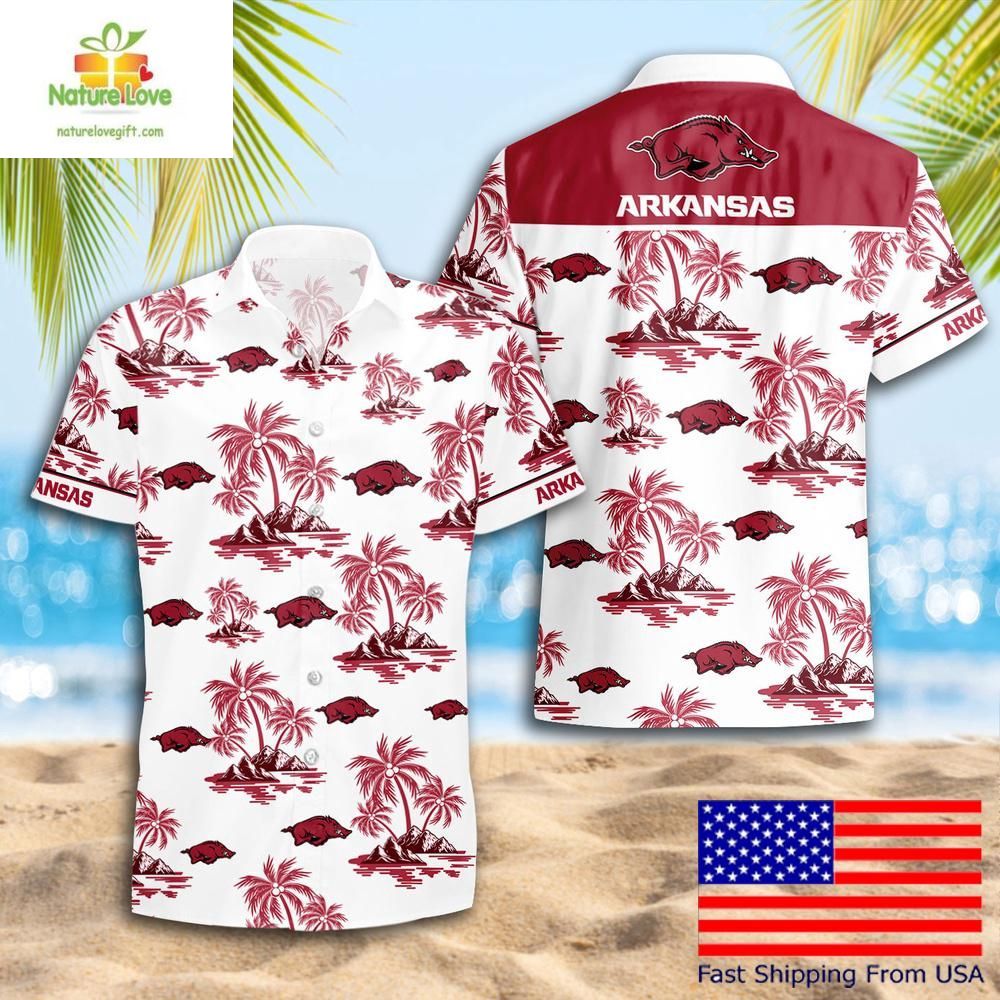 Arkansas Razorbacks NCAA Hawaiian Coconut Tree Logo - Adult & Kids T-Shirts, Sweatshirts & Hoodies apparel design preview 1