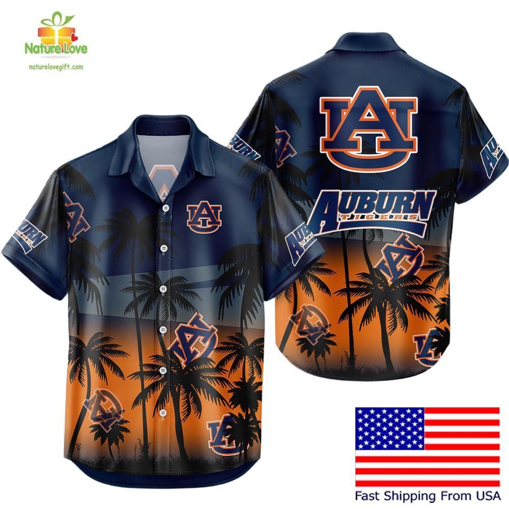 Auburn Tigers Hawaiian NCAA Tropical Coconut Forest - Adult & Kids T-Shirts, Sweatshirts & Hoodies apparel design preview 1