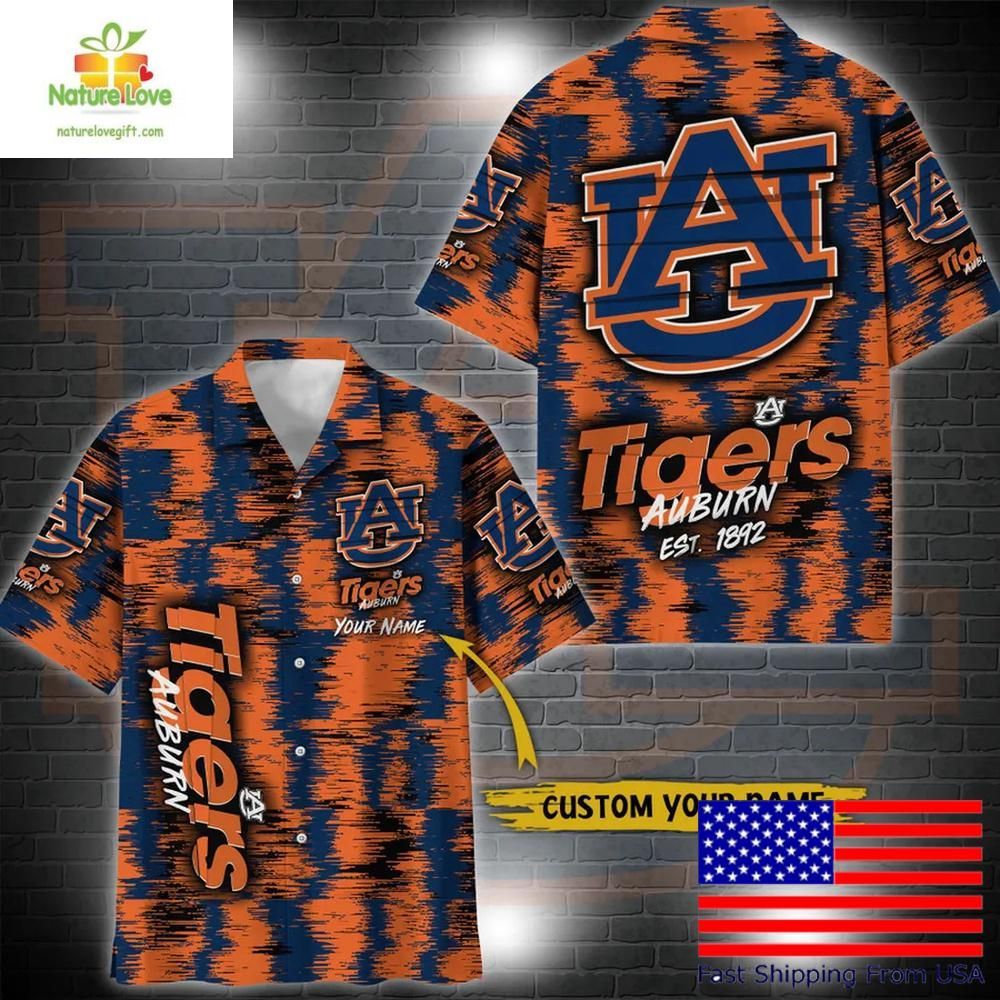 Auburn Tigers NCAA Hawaiian Custom Ikat Design - Adult & Kids T-Shirts, Sweatshirts & Hoodies apparel design preview 1